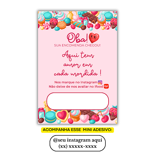 Nº 5 - 100 Mini Panfleto + 100 Mini Adesivos c/ Instagram e Celular