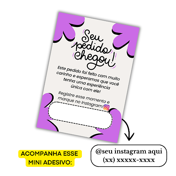 Nº 6 -100 Mini Panfleto + 100 Mini Adesivos C/ Instagram e Telefone