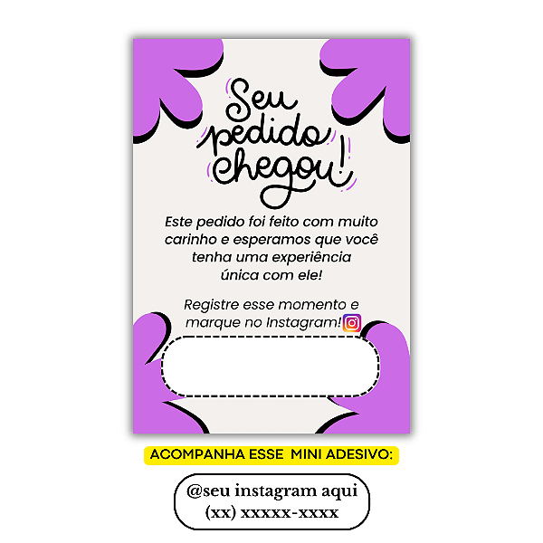 Nº 6 - 100 Mini Panfleto + 100 Mini Adesivos c/ Instagram e Celular