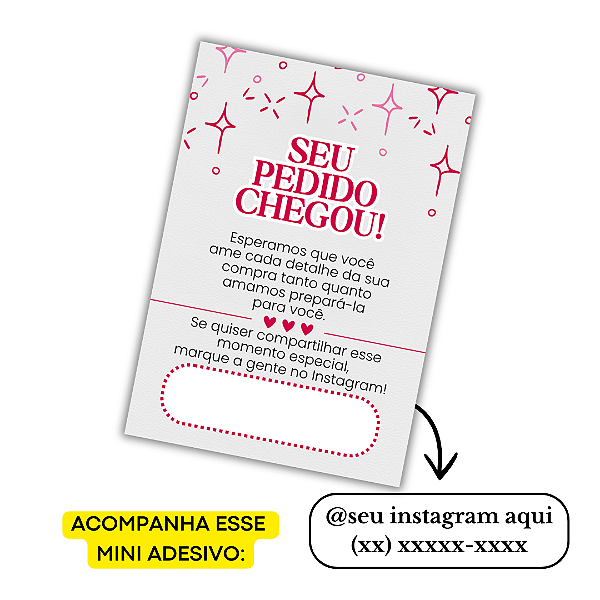 LANÇAMENTO - Nº 7 -100 Mini Panfleto + 100 Mini Adesivos C/ Instagram e Telefone