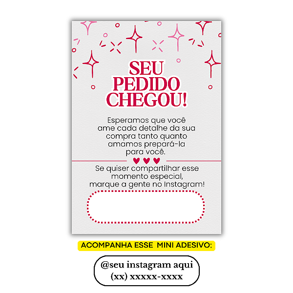 Nº 7 - 100 Mini Panfleto + 100 Mini Adesivos c/ Instagram e Celular