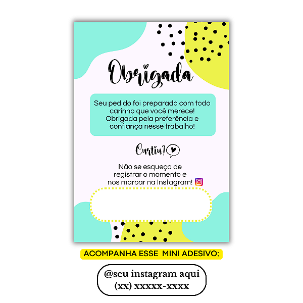 Nº 8 - 100 Mini Panfleto + 100 Mini Adesivos c/ Instagram e Celular