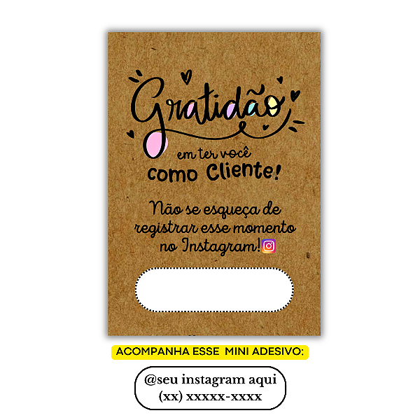 Nº 8 - 100 Mini Panfleto + 100 Mini Adesivos c/ Instagram e Celular