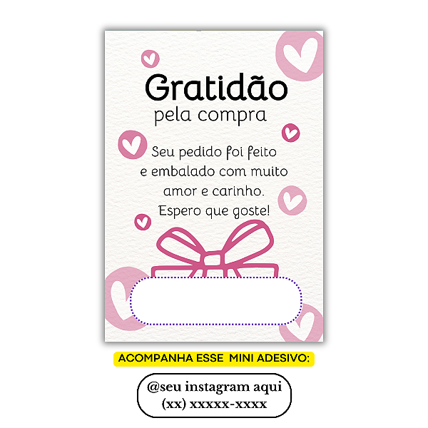 Nº 9 - 100 Mini Panfleto + 100 Mini Adesivos c/ Instagram e Celular