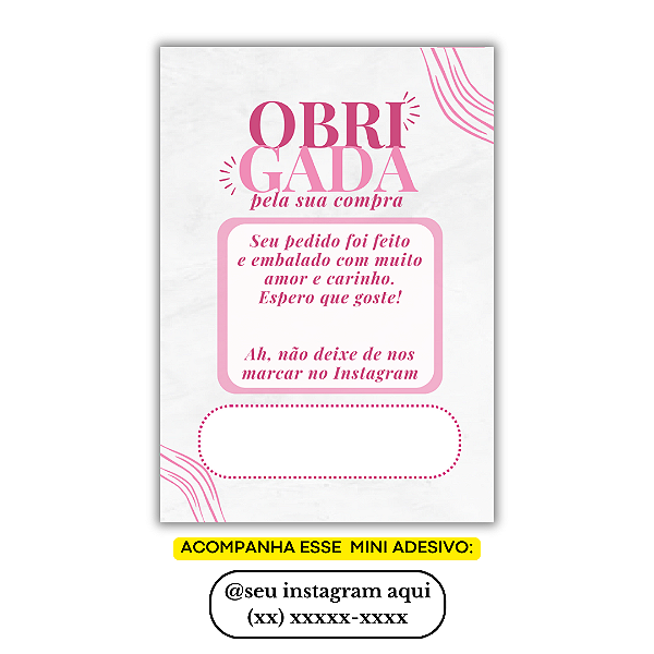 Nº 10 - 100 Mini Panfleto + 100 Mini Adesivos c/ Instagram e Celular