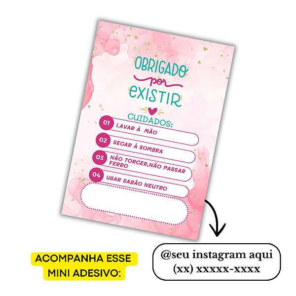 Nº 11 -100 Mini Panfleto + 100 Mini Adesivos C/ Instagram e Telefone