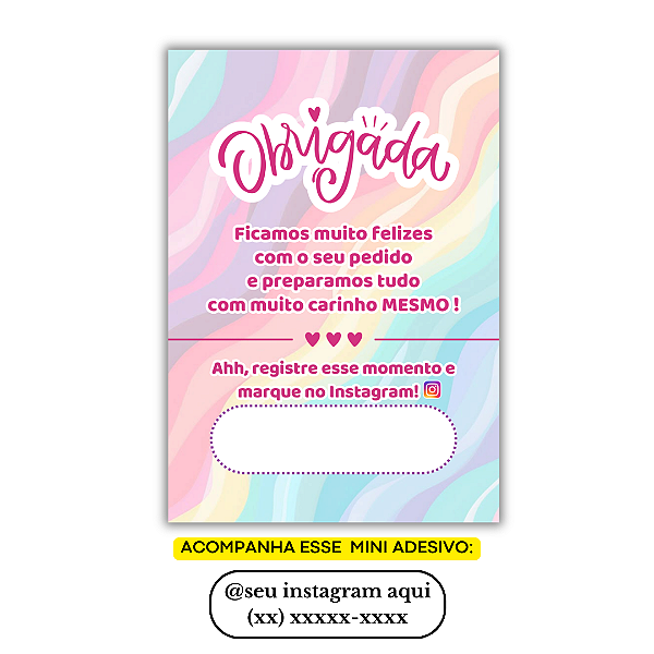 Nº 32 - 100 Mini Panfleto + 100 Mini Adesivos c/ Instagram e Celular