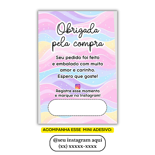 Nº 32- 100 Mini Panfleto + 100 Mini Adesivos c/ Instagram e Whatsapp