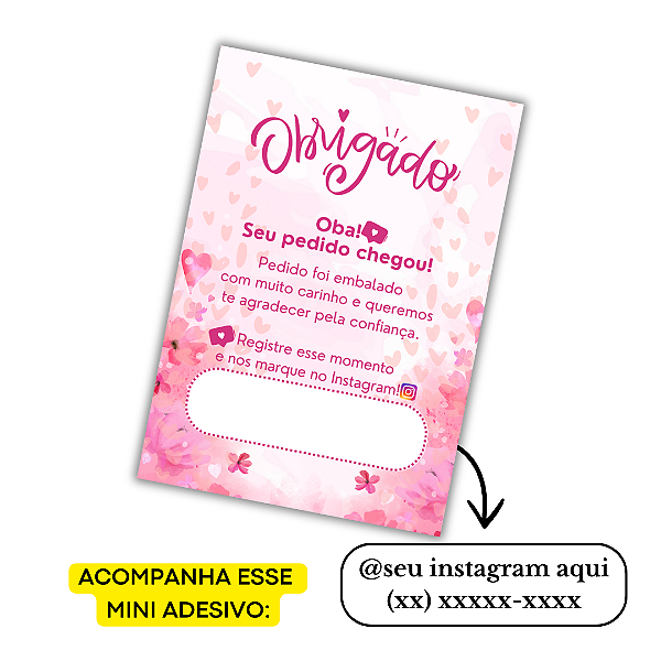 Nº 14 -100 Mini Panfleto + 100 Mini Adesivos C/ Instagram e Telefone