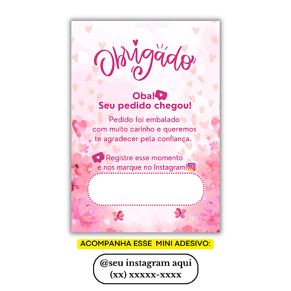 Nº 14 - 100 Mini Panfleto + 100 Mini Adesivos c/ Instagram e Celular
