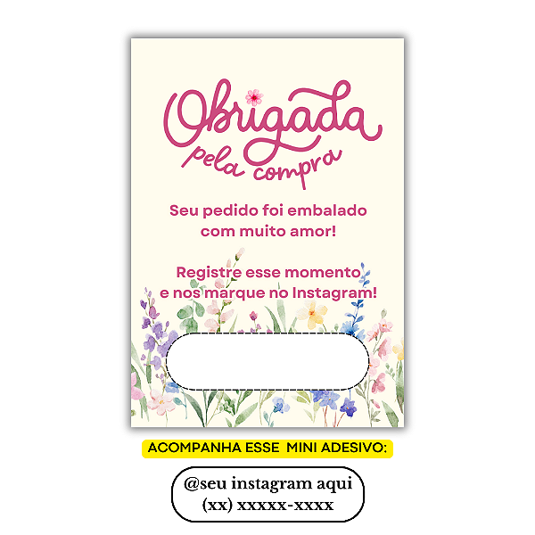 Nº 18 - 100 Mini Panfleto + 100 Mini Adesivos c/ Instagram e Celular