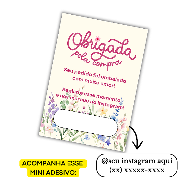 Nº 18 -100 Mini Panfleto + 100 Mini Adesivos C/ Instagram e Telefone