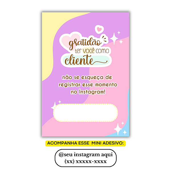 Nº 31 - 100 Mini Panfleto + 100 Mini Adesivos c/ Instagram e Celular