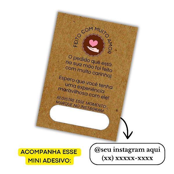 Nº 20 -100 Mini Panfleto + 100 Mini Adesivos C/ Instagram e Telefone