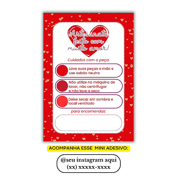 Nº 21 - 100 Mini Panfleto + 100 Mini Adesivos c/ Instagram e Celular