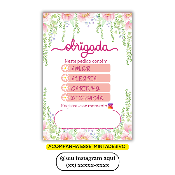 Nº 22 - 100 Mini Panfleto + 100 Mini Adesivos c/ Instagram e Celular