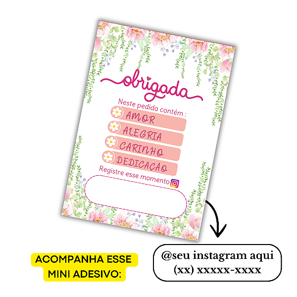 Nº 22 -100 Mini Panfleto + 100 Mini Adesivos C/ Instagram e Telefone