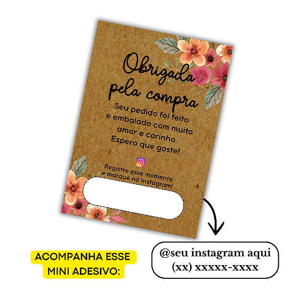 Nº 23 -100 Mini Panfleto + 100 Mini Adesivos C/ Instagram e Telefone