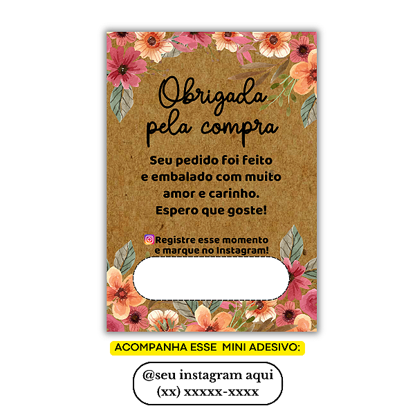 Nº 23 - 100 Mini Panfleto + 100 Mini Adesivos c/ Instagram e Celular