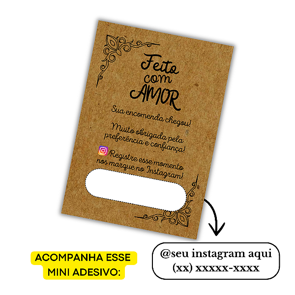 Nº 24 -100 Mini Panfleto + 100 Mini Adesivos C/ Instagram e Telefone