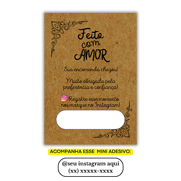 Nº 24 - 100 Mini Panfleto + 100 Mini Adesivos c/ Instagram e Celular