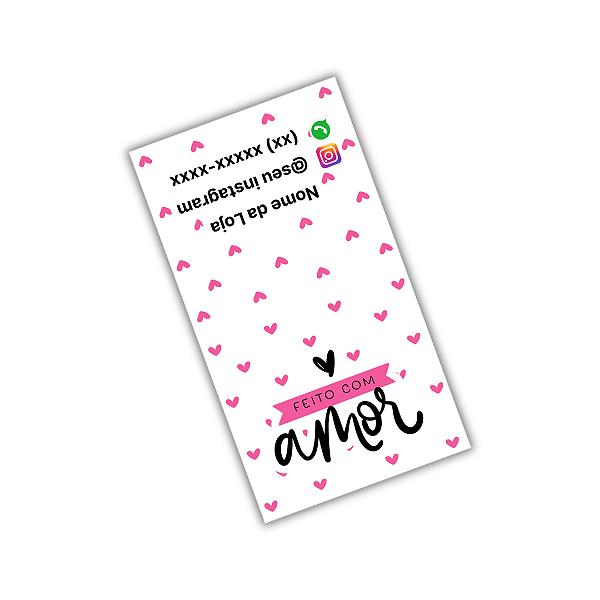 50 Adesivos Lacre 9x5cm - Feito Com Amor (mini corações)