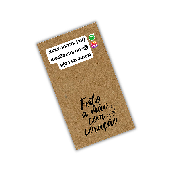 50 Adesivos KRAFT Lacre 9x5cm - Feito Á Mão e Com Coração