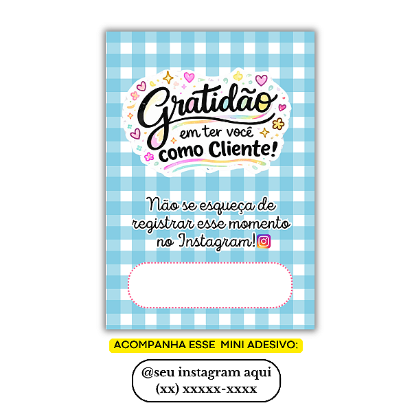 Nº 33 - 100 Mini Panfleto + 100 Mini Adesivos c/ Instagram e Celular