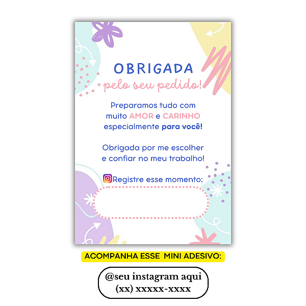 Nº 33 - 100 Mini Panfleto + 100 Mini Adesivos c/ Instagram e Celular