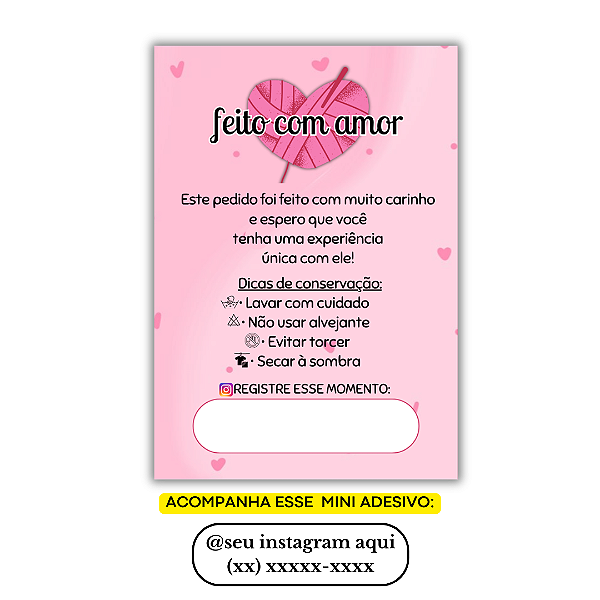 Nº 39 - 100 Mini Panfleto + 100 Mini Adesivos c/ Instagram e Celular
