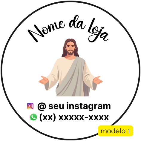 120 Adesivos Logotipo com Religião (4 cm)