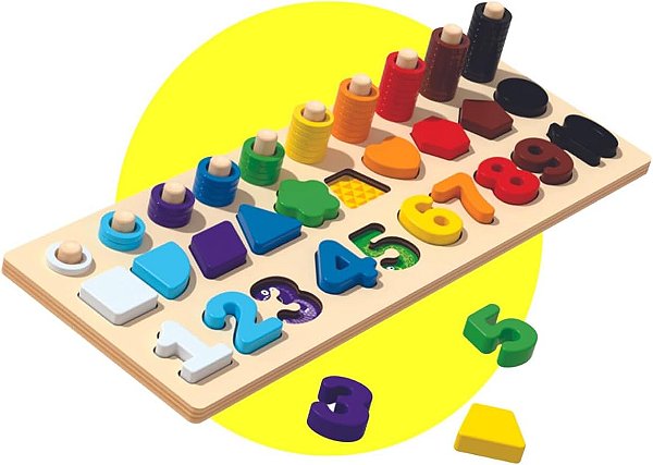 Tabuleiro Sensorial Montessori Brinquedo Encaixe Madeira