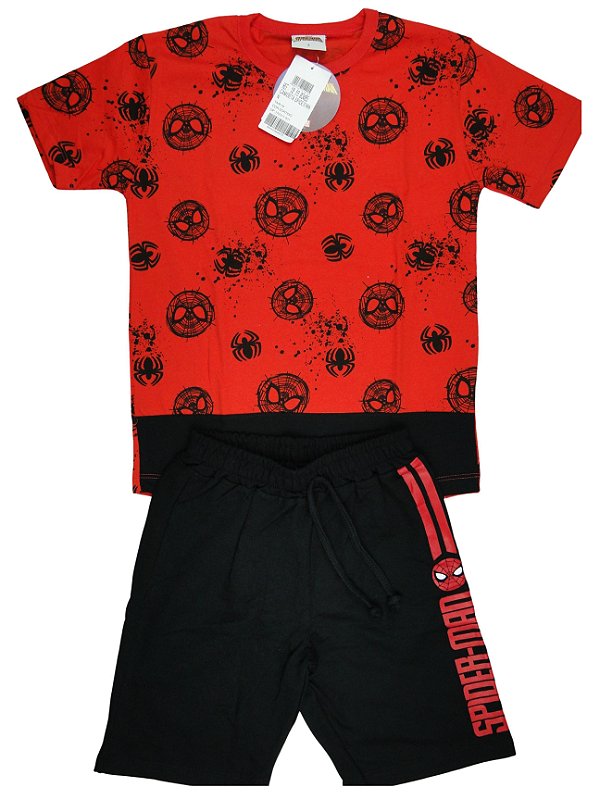 Conjunto Menino shorts e camiseta Homem Aranha - Tamanho 8