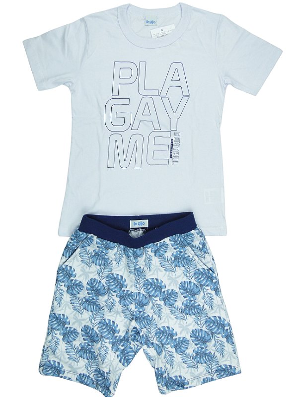 Conjunto Menino shorts e camiseta Play game - Tamanho 8