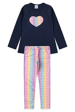 CONJUNTO INFANTIL MEIA ESTAÇÃO APLIQUE POP IT MARINHO - TAMANHO 2 AO 10
