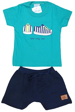 CONJUNTO MENINO COM SILK TENNIS C/ BERMUDA  TAMANHO P AO GG