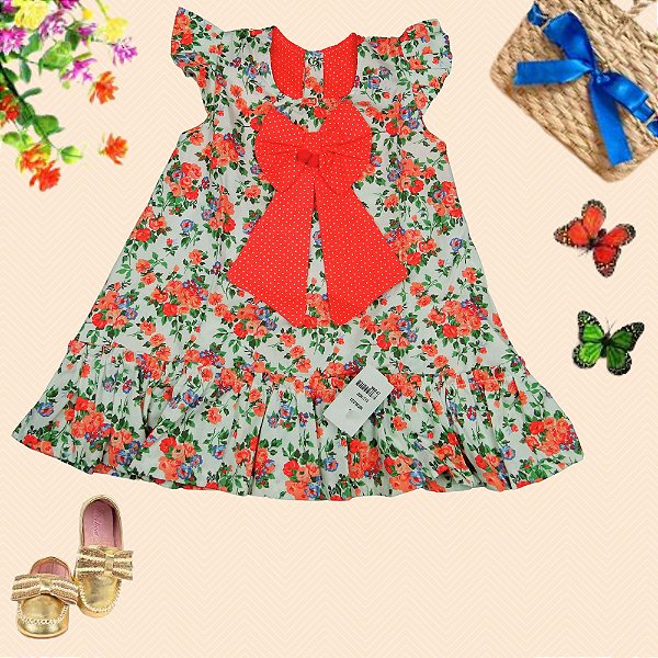 VESTIDO LILICA ARRENDODADO COM BABADINHOS - TAMANHOS P AO 3