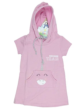 Vestido com capuz rosa Unicorns Team Tamanho 1