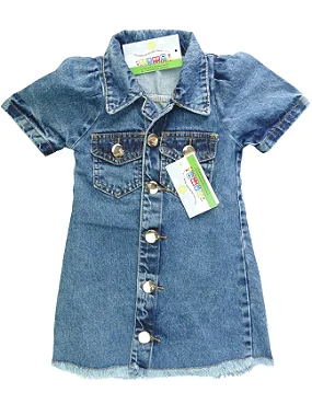 VESTIDO JEANS MENINA PRINCESA MAGUINHA BUFANTE - TAMANHO 2 AO 10