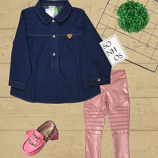 CAMISA JEANS FEM. BELLA TAMANHOS 1 AO 8