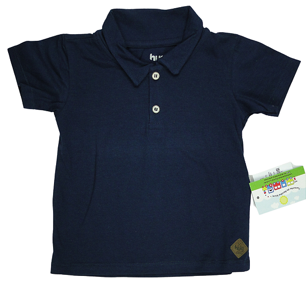 CAMISETA POLO AZUL ESCURO LISA TAMANHO 1 AO 8