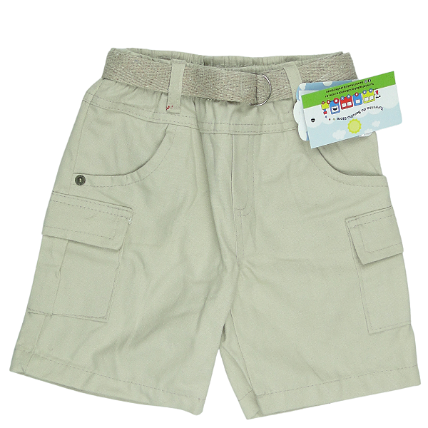 BERMUDA MENINO DE SARJA BEJE CLARO LISA - COM BOLSO LATERAL TAMANHO 1AO 8