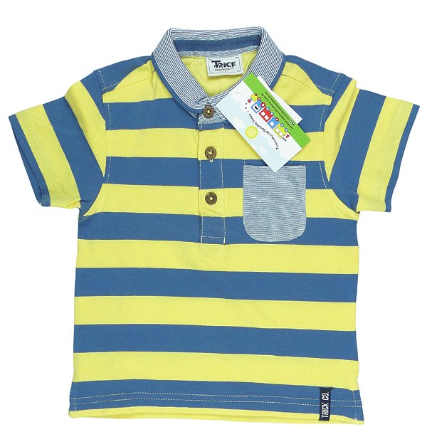 CAMISETA POLO LISTRADA DE MALHA TAMANHO 2 AO 8