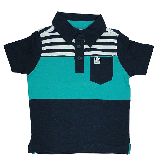 CAMISETA POLO LISTRADA DE MALHA TAMANHO 2 AO 8