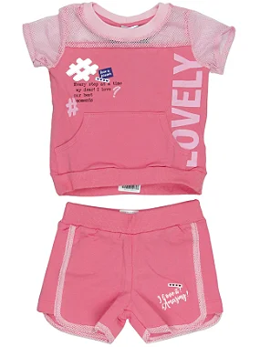 Conjunto Menina shorts e camiseta Lovely Tamanho 02 ao 8