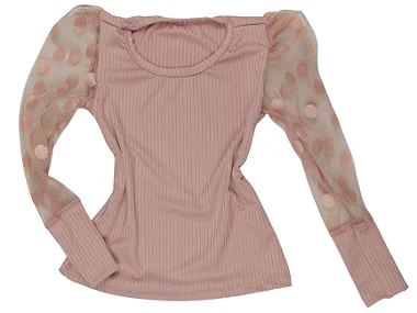 BLUSA MENINA MANGA BUFANTE ROSA CLARO E PINK - TAMANHO 2 À 8