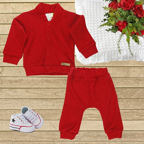 CONJ. LONGO SOFT BUCKLE UNISEX VERMELHO - TAMANHOS P AO 3