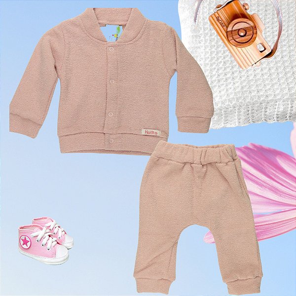 CONJ. LONGO SOFT BUCKLE ROSA - TAMANHOS P AO 3