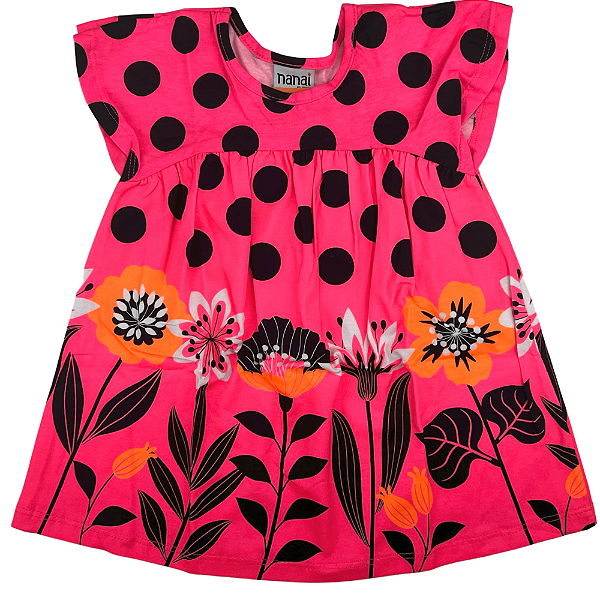 VESTIDO NANAI MANGUINHA PRINCESA PINK NEON TAMANHO 1 AO 8
