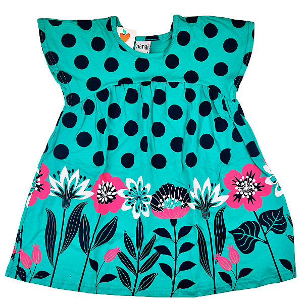 VESTIDO NANAI ESTAMPADO FLORAL NEON  TAMANHO 1 AO 8